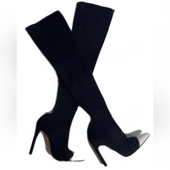 Givenchy fabric high boots 37,5 Perfect New Condition. Heels 4,5 inch - Picture 5 of 9